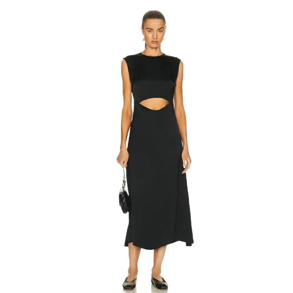 Loulou Studio Copan Cut Out Sleeveless Dress in Black
